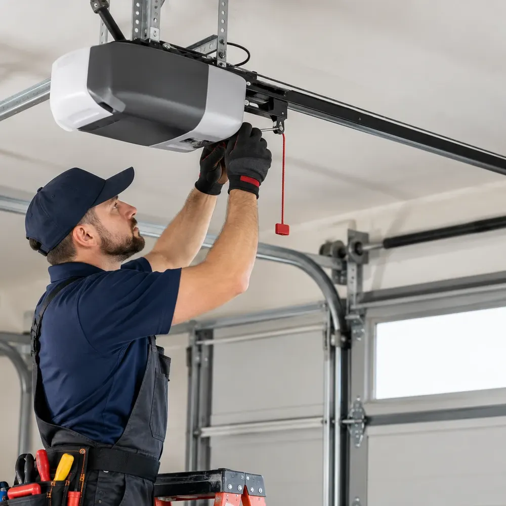 TrueFix technician repairing a garage door opener in Calgary the same day