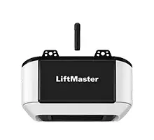 Technician setting up WiFi and smartphone app pairing for a smart garage door opener